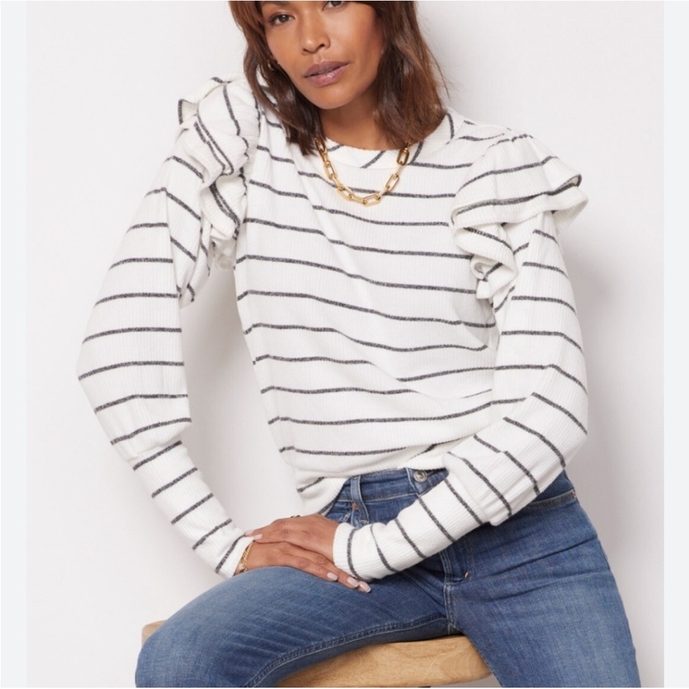 Evereve White and Black Striped Blouse
